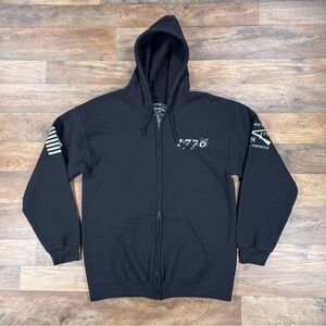 Grunt Style Hoodie Mens Medium Black Fleece 1776 Full Zip Sweatshirt
